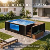 Piscine hors sol en fibre de verre préfabriquée Addotron, conteneur FRP, 20 pieds, 40 pieds, sur mesure avec fenêtre latérale