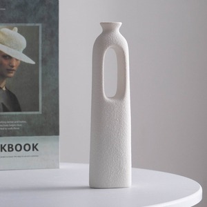 <span class=keywords><strong>Vase</strong></span> en céramique blanc minimaliste géométrique moderne en porcelaine, style nordique, pour décoration de table, idéal pour mariage - Product Image 5