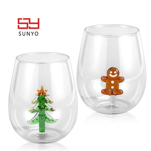 <span class=keywords><strong>Copa</strong></span> de Vino sin Tallo de 450 ml, Hecha a Mano, Reutilizable, Personalizada, de Vidrio de Borosilicato, Decoración Navideña para Árbol de Navidad, para Jugo - Product Image 1