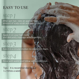 Stiker kustom minyak biji labu organik Biotin krim Scrub kulit kepala 2-in-1 Perawatan Rambut mengurangi ketombe pelembap - Product Image 5