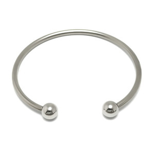 Pulsera Abierta en Forma de C de Acero Inoxidable con Extremos de Bola, Diseño Simple, Joyería de Moda - Product Image 3