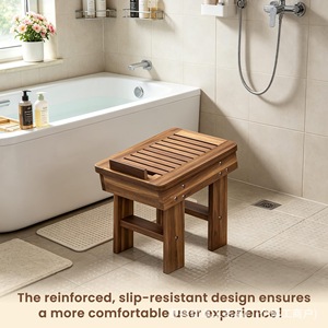 Tabouret de salle de bain en bois Youzhuo avec lattes de drainage pour la douche et la salle de séjour - Product Image 2