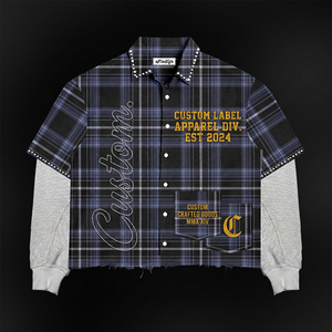 T-Shirt con Logo Personalizzato, <span class=keywords><strong>Camicia</strong></span> a Quadri da <span class=keywords><strong>Uomo</strong></span>, Doppio Strato Waffle, Manica Lunga con Strass, Grafica <span class=keywords><strong>Gotica</strong></span>, <span class=keywords><strong>Camicia</strong></span> Streetwear - Product Image 1