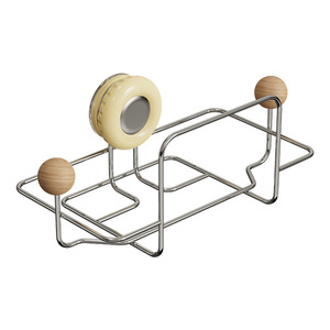 Suction Cup Wet Wipes Storage Rack Stainless Steel Wall Mount For Bathroom Home Use With Faux Walnut Wood Ball Design - Product Image 2