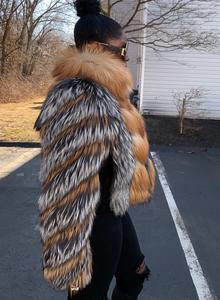 RXFurs Plus Size Casacos de Pele De Raposa Tamanho Personalizado Multi Cor Fofo Peludo Prata Pele Vermelha Casacos Zipper Mulheres - Product Image 4