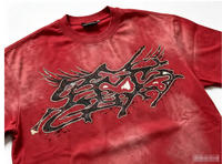 Nouveau T-shirt en coton jersey délavé et vieilli style streetwear hip-hop ample et décontracté 2026 pour homme, avec motif étoile et manches courtes