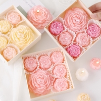 Set Hadiah Lilin Aromatik Bentuk Bunga Peony Buatan Tangan Kreatif 4-Pak Dekorasi Rumah Suvenir Hadiah Pesta Lilin Aromatik