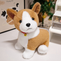 Réaliste S M L fourrure chien en peluche Polyester doux Animal en peluche avec PP coton remplissage bébé Corgi cou anneau enfants cadeau