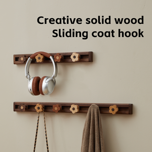 Perchero Multifuncional de Madera Maciza para Montar en la Pared, Organizador Floral Deslizante, Almacenamiento para el Hogar, Estilo Rústico, Resistente, con Ganchos Autoadhesivos - Product Image 1