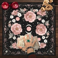 Nappe de table, nappe d'autel et tissu de divination rose à motifs papillon, phase de lune et floral, pour Tarot, Sorcellerie, Astrologie, Oracle, Décoration intérieure