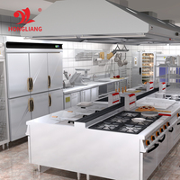 Kompor Masak Monoblok Komersial Desain Dapur Lengkap yang Dibuat Sesuai Pesanan untuk Peralatan Masak Restoran Profesional