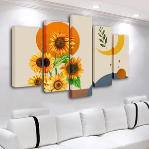 2022 Factory print 5 panel canvas art still life paintings flower full drill wall paper 3d home decoration