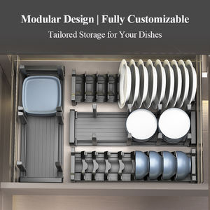 خزانة إدراج رف أطباق من الألومنيوم عمودي ، خزائن المطبخ ، منظم تخزين ، حامل تخزين أطباق قابل للتعديل - Product Image 2