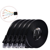 Cable de Red Plano Ethernet de Alta Velocidad Cat6 RJ45, Conductor Negro, para Comunicación de Alta Velocidad