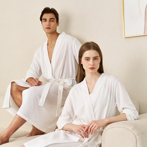 Wholesale Summer Hotel Unisex Adult Bathrobe Men Soft Quick Dry Spa Bathrobe Solid Gown <strong>Women</strong> <strong>Waffle</strong> <strong>Robes</strong> - Product Image 4