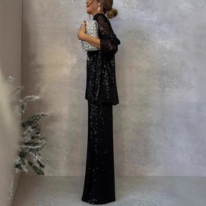 Tricolor Beaded Suit High Waist Casual Pants Women's 2 Piece <b>Set</b> Fashion - Product Image 4