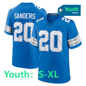 เสื้อฟุตบอลเยาวชน26 gibbs 97 hutchinson 16 goff 14 st.brown 20 sanders 58 sewell 5 Montgomery เจอร์ซีย์เย็บ - Product Image 6