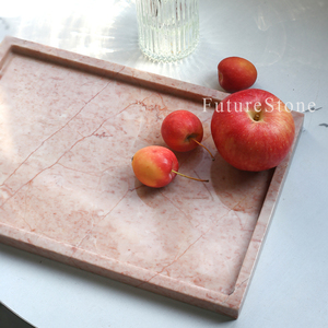 Роскошный сервировочный лоток из крема и розового мрамора, прямоугольный натуральный мрамор, декоративный поднос для фруктов, украшений для рождественского декора - Product Image 4
