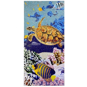 Bluwhale-murales de cristal personalizados hechos a mano para baño, mosaico artístico con diseño de tortuga y <span class=keywords><strong>piscina</strong></span> - Product Image 1