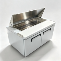 Comptoir Réfrigéré Commercial 60 pouces pour Salades, Monotempérature, en Acier Inoxydable, 2 Portes, Table de Préparation, Vitrine Réfrigérée
