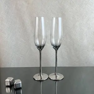 كؤوس زجاجية من الشمبانيا بغطاء كهربائي من الفضة 200 مل، ألعاب زفاف