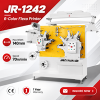 Imprimante flexographique JR-1242 6 couleurs, vitesse 70 m/min, machine d'impression flexo, CE, garantie 1 an, pour l'impression de rubans et d'étiquettes de vêtements