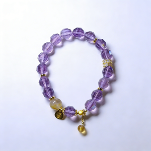 สายลูกปัดคริสตัลสีม่วง ได้รับการอวยพรด้วยโชคลาภแห่งไฟของทั้งเก้าบุตร และพลังสีม่วงมงคลที่มาจากทิศตะวันออก - Product Image 2