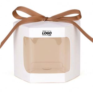 Hexagonal Nylon Gift <b>Boxes</b> Display Windows Portable Premium <b>Boxes</b> Lids for Crafting <b>Cakes</b> Candy for <b>Wedding</b> Party Custom Printed - Product Image 3