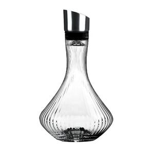 Carafe à vin en cristal soufflé à la <span class=keywords><strong>bouche</strong></span> de 1200 ml, classique, transparente, à nervures, avec couvercle aérateur en acier inoxydable Sunyo Deca0039 - Product Image 1