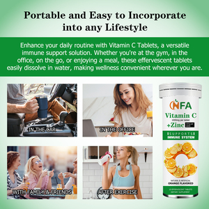 OEM ODM Vitamin C Zinc Effervescent <b>Tablets</b> with Potassium Vegan Free Sugar Easily Dissolve in Water Support Immunity System - Product Image 3