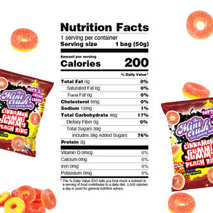 Mezcla personalizada de <span class=keywords><strong>frutas</strong></span> surtidas, embalaje de regalo, fruta masticable, dulce sabor a caramelo con canela, melocotón, anillo, caramelo, gomoso, sabor afrutado - Product Image 6