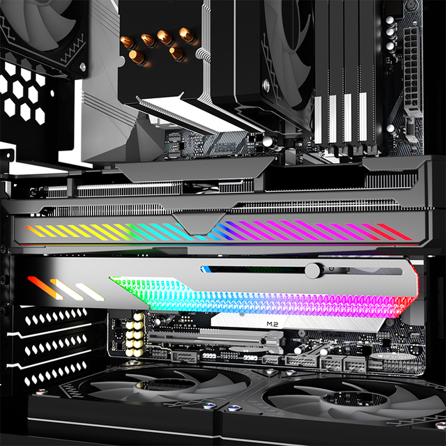 COOLMOON Hot Selling PC Gaming Accessories GT8 5V 3PIN ARGB Graphics Card Riser Crystal Effect Durable Support GPU Holder