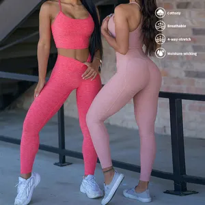 Custom Sport Gym Fitness Sets Butt Lift Yoga Leggings 2 Stuk Activewear Fitness Workout Yoga Kleding Voor Vrouwen