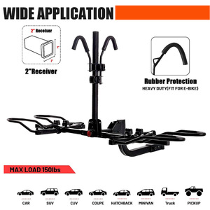Fabricante 150lbs Plegable Tilt Down E Bike Hitch Platform Style 2-Bike Rack <span class=keywords><strong>para</strong></span> Car Truck SUV Minivan Trailer - Product Image 6