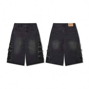 กางเกงขาสั้นแบบมีตะเข็บขนาด5นิ้วสำหรับทุกเพศกางเกงผ้าเดนิมแบบซักกางเกงบ็อกเซอร์สำหรับผู้ชาย - Product Image 2