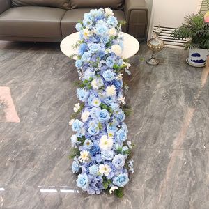 ดอกไฮเดรนเยียสีม่วง กุหลาบสีชมพู ดอกไม้ประดิษฐ์สำหรับตกแต่งโต๊ะงานแต่งงาน ช่อดอกไม้ประดับกลางโต๊ะ ทำจากผ้าไหมผสม - Product Image 3