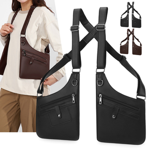 Best-selling Vintage PU Unisex Vest <strong>Bag</strong> Outdoor Travel <strong>Waterproof</strong> Messenger <strong>Bag</strong> with Phone Theft Prevention Leather <strong>Bag</strong> - Product Image 1