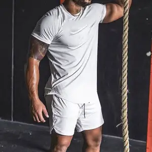 Wholesale Custom Print Plain Blank Stretch Polyester Fabric White Sport Gym Run Quick Dry Men T Shirt Whole Sale Tee Shirts