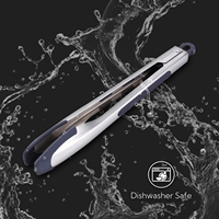 Pince alimentaire en silicone à une main avec manche en acier inoxydable Pince de service de cuisine résistante à la chaleur pour barbecue à usage domestique