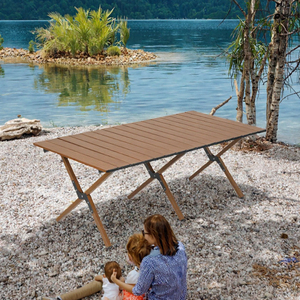 Table de pique-nique pliante en bois moderne à un seul niveau pour le camping en plein air, portable - Product Image 2