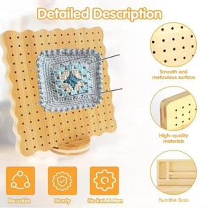 Tabla perforada de madera tejida a mano con patrón de onda cuadrada, herramienta para proyectos de tejido con hilo. - Product Image 4