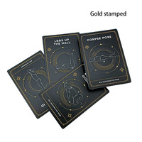 Cartes d'instructions de fitness de luxe haut de gamme Pose de yoga en feuille d'or noir personnalisée en plastique avec emballage personnalisé