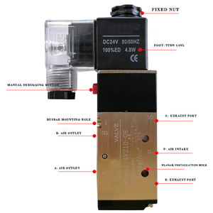 Válvula Solenoide Neumática de Control Direccional Doble de 5/<span class=keywords><strong>2</strong></span> Vías y 5 Puertos, 4V220-06, 12V 24V CC 110V 220V CA - Product Image 3