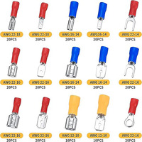Connecteurs 280 pièces, kit de bornes à sertir à froid, mâle et femelle, isolées, type fourche et anneau, pour câblage et réparation électrique