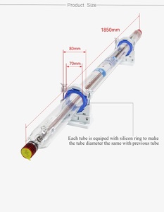H8 150W สูงสุด 180W 1850 มม. เส้นผ่านศูนย์กลาง หลอดเลเซอร์แก้ว Co2 ขนาด 70 มม. อะไหล่อุปกรณ์เลเซอร์พร้อมหัวโลหะเลนส์ II-VI - Product Image 2