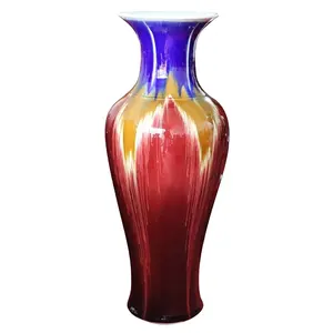 RZRi115-B-E-F-G Jingdezhen hochwertige geflammte rubinrote Keramik große Boden vase