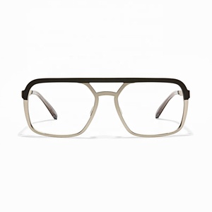 <span class=keywords><strong>Double</strong></span> <span class=keywords><strong>pont</strong></span> femmes unisexe en acier inoxydable surdimensionné métal lunettes de vue chine en gros optique cadre de lunettes - Product Image 1