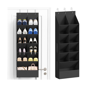 High Quality Modern Style 15-Pocket Door <b>Shoe</b> Organizer Stainless Steel Metal Fabric <b>Rack</b> New Release <b>Foldable</b> Convenient - Product Image 1