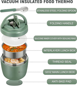 304 Stainless Steel <b>Working</b> Kids Bento Lunch Box Soup <b>Cup</b> Thermos <b>for</b> Hot Food Flask Container Warmer Vacuum With Spoon the Lid - Product Image 2