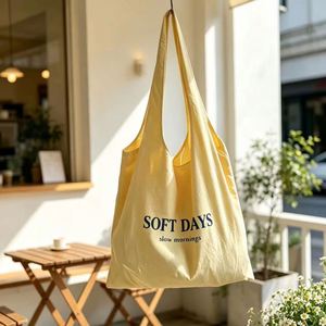 Eco-friendly Cotton Canvas <b>Tote</b> <b>Bag</b> with Zipper Pocket Reusable Folding Shoulder <b>Bag</b> with Letter Pattern - Product Image 1